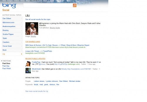 Bing Social Trending Topic on July 9, 2010